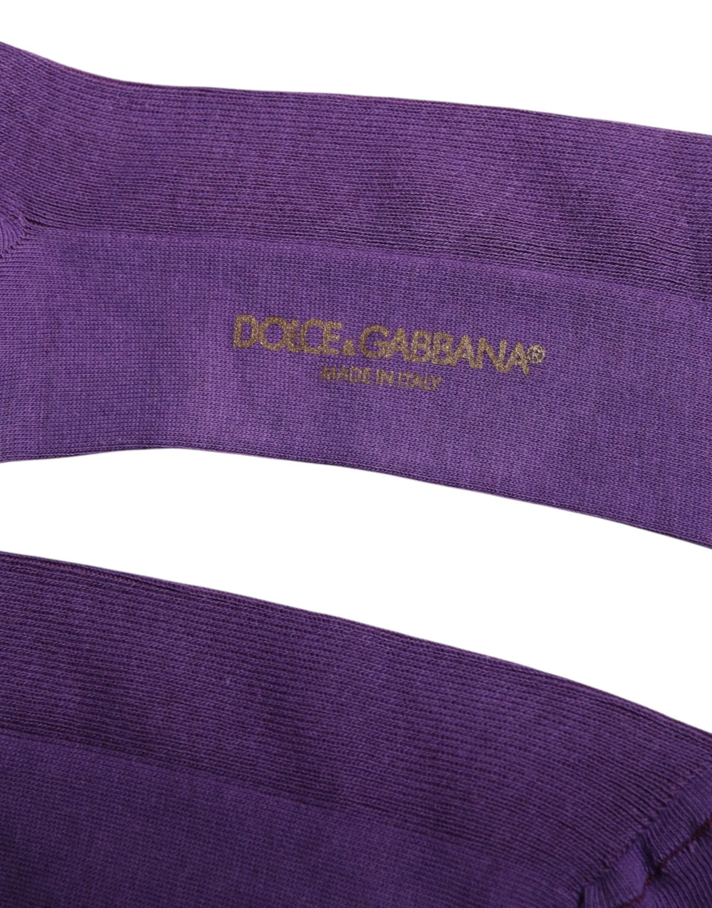 Dolce & Gabbana Purple Cotton Logo Over The Calf Socks - L - Crew Socks