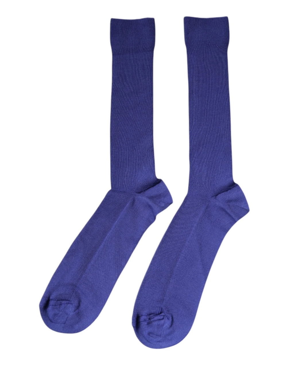 Dolce & Gabbana Purple Cotton Logo Over The Calf Socks - L - Crew Socks