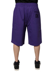 Dolce & Gabbana Purple Cotton Men Bermuda Sweatshorts Shorts - Bermudas