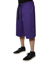 Dolce & Gabbana Purple Cotton Men Bermuda Sweatshorts Shorts - Bermudas