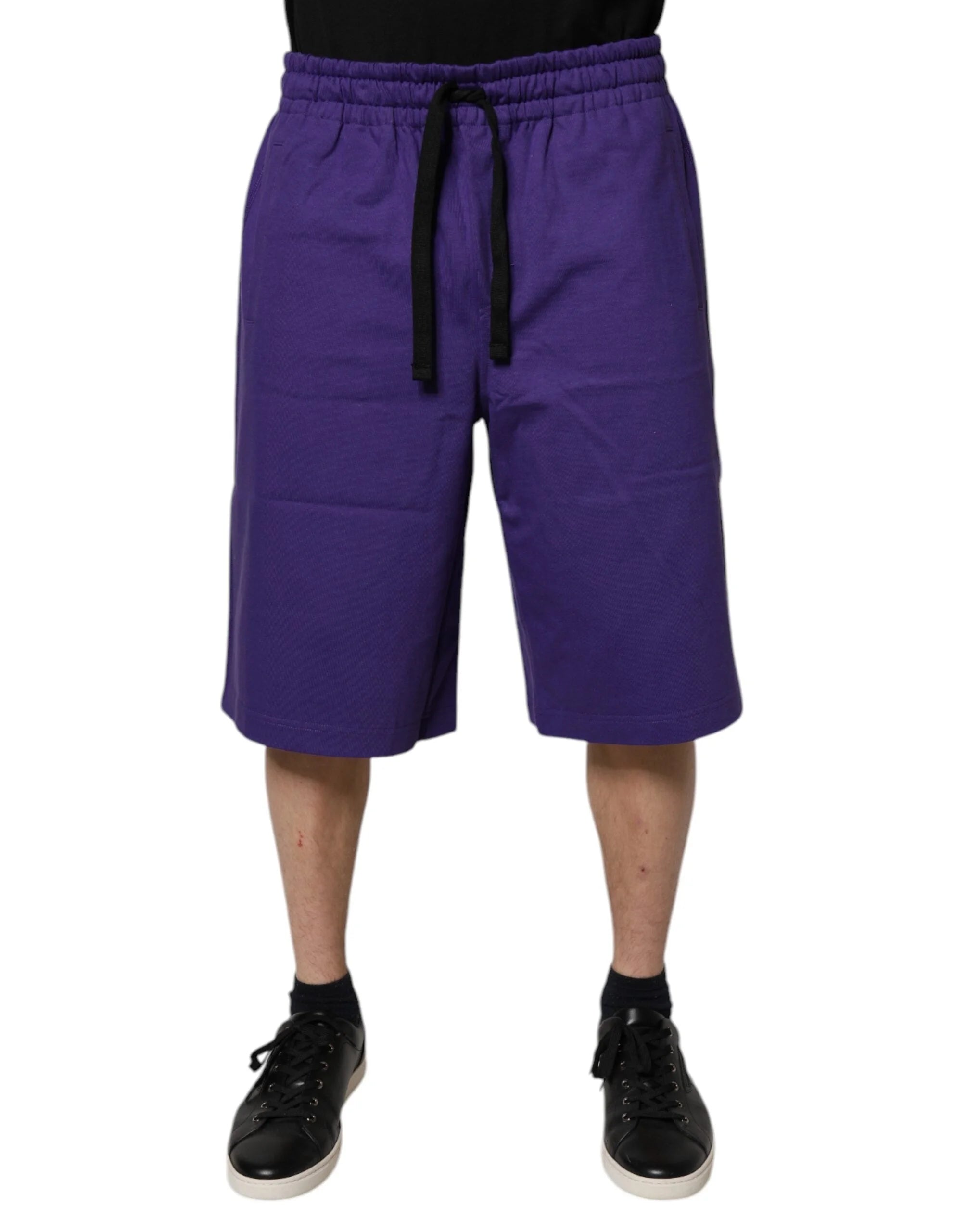 Dolce & Gabbana Purple Cotton Men Bermuda Sweatshorts Shorts - Bermudas