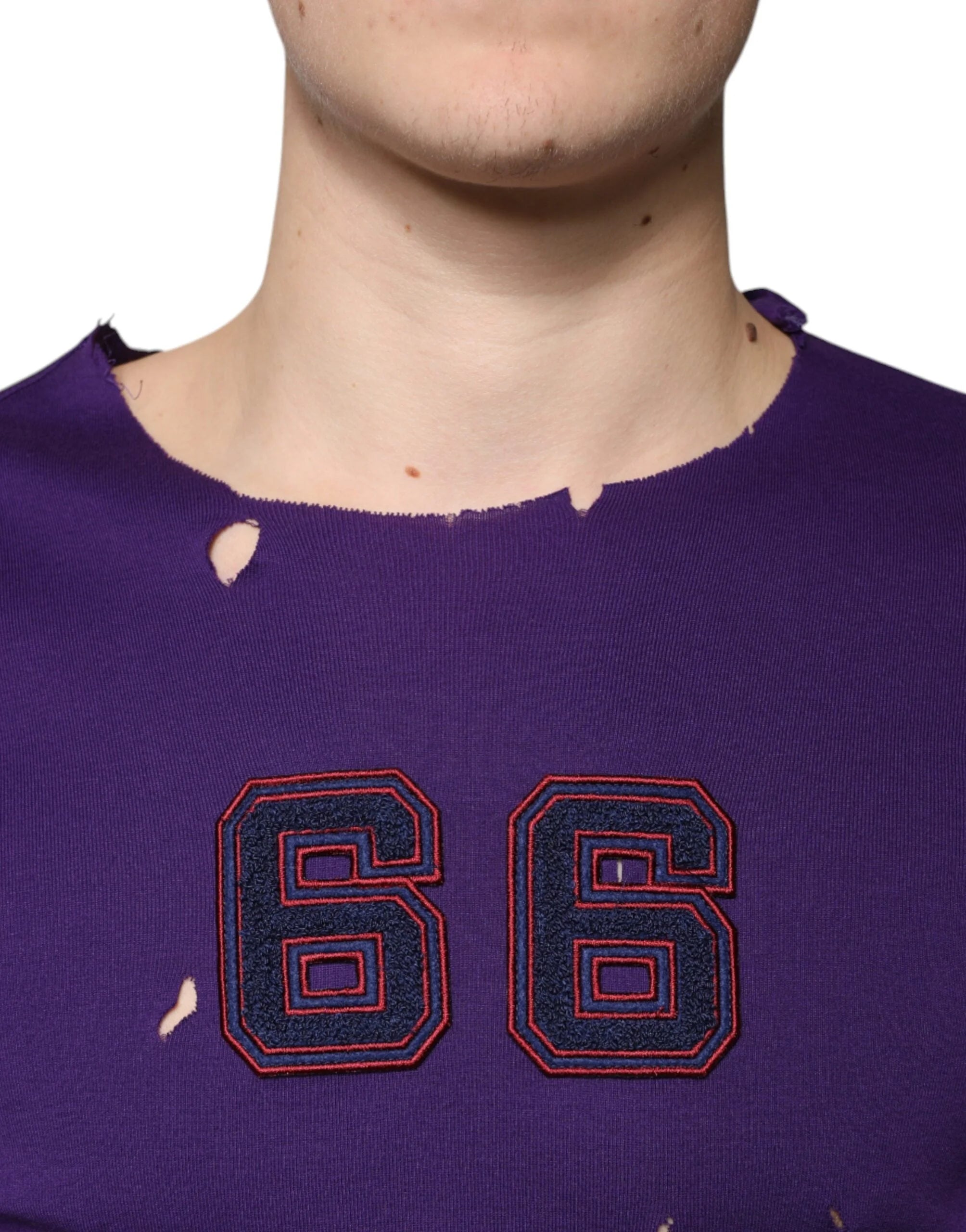 Dolce & Gabbana Purple Cotton Round Neck Pullover Men Sweater - IT50 | L - Sweaters