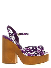 Dolce & Gabbana Purple Cotton Stiletto Heel Sandals - EU37/US7