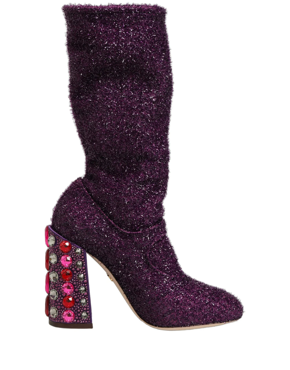 Dolce & Gabbana Purple Crystal Lurex Fantasy High Boots Shoes - EU38/US7.5