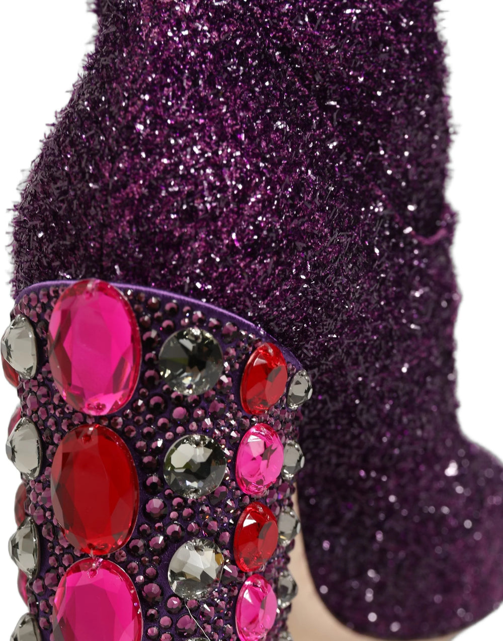 Dolce & Gabbana Purple Crystal Lurex Fantasy High Boots Shoes - EU38/US7.5