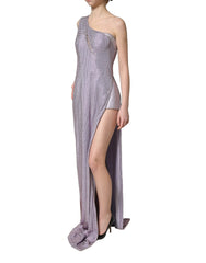 Dolce & Gabbana Purple Crystal OneShoulder EveningGown Dress - IT40|S