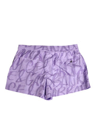 Dolce & Gabbana Purple DG Logo Print Nylon Men Shorts Swimwear - IT4 | S - Swim Boxers