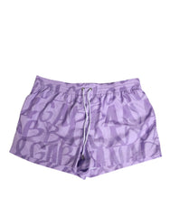 Dolce & Gabbana Purple DG Logo Print Nylon Men Shorts Swimwear - IT4 | S - Swim Boxers