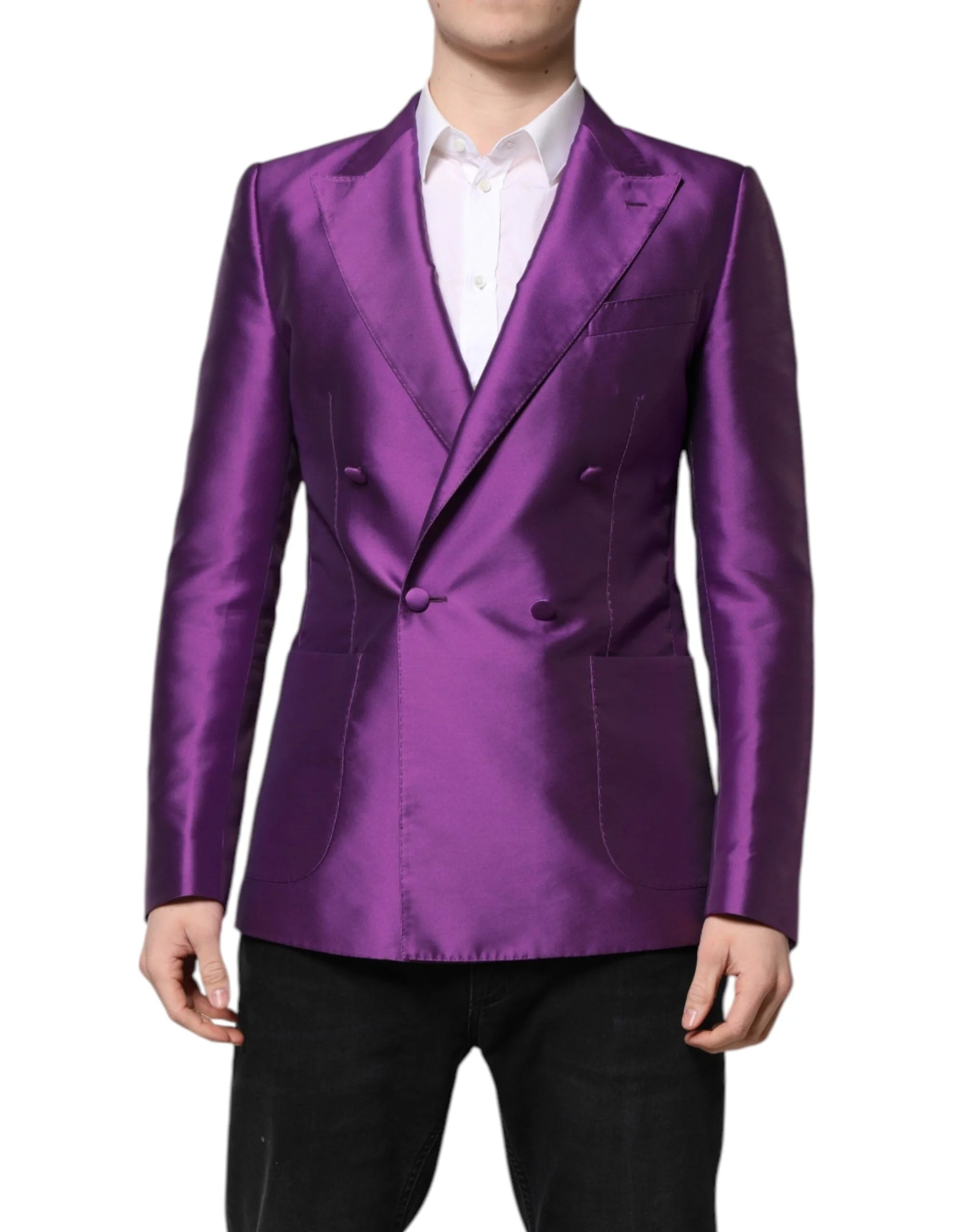 Dolce & Gabbana Purple Double Breasted Men Suit Coat Blazer - IT48 | M - Sport Jackets