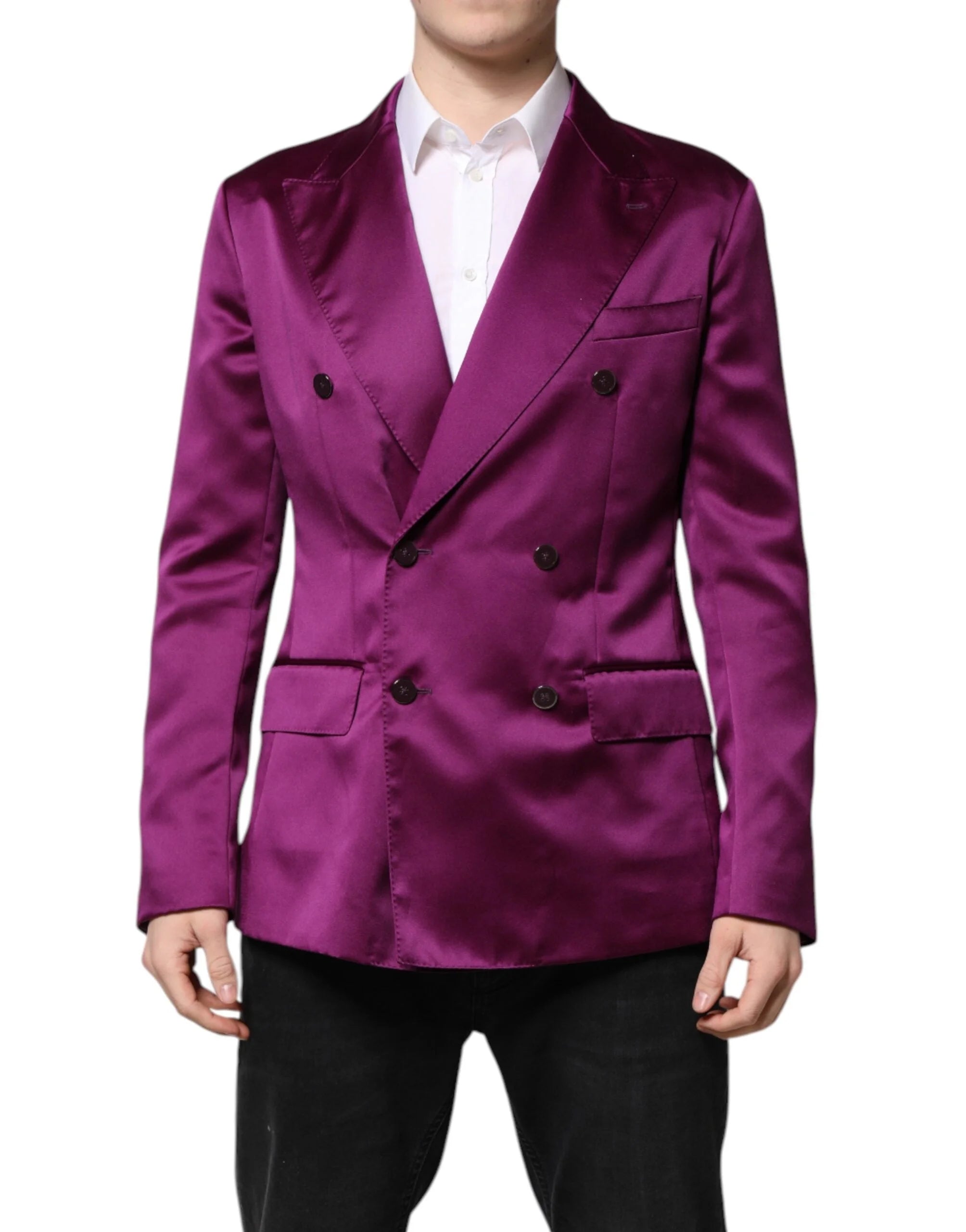 Dolce & Gabbana Purple Double Breasted Men Suit Coat Blazer - Sport Jackets