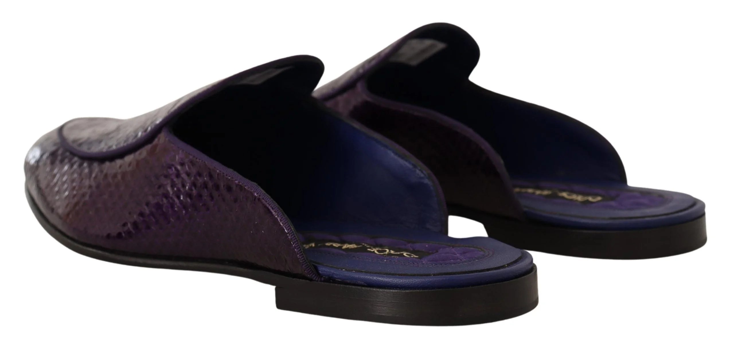 Dolce & Gabbana Purple Exotic Leather Flats Slides Shoes - EU44/US11 - Sandals