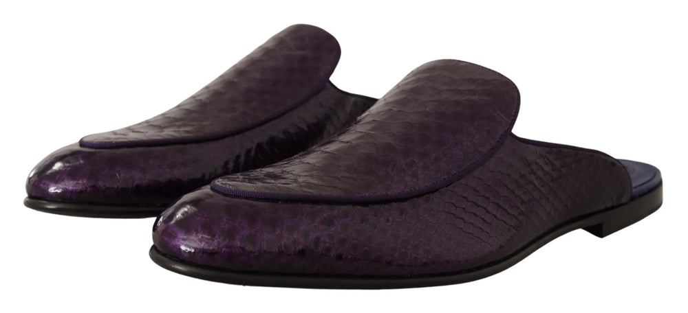 Dolce & Gabbana Purple Exotic Leather Flats Slides Shoes - EU44/US11 - Sandals