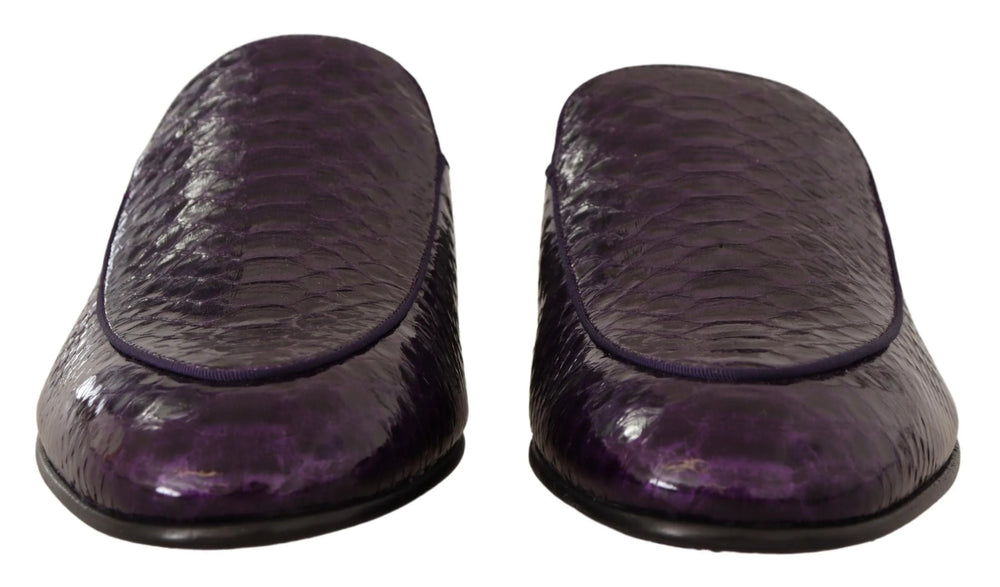 Dolce & Gabbana Purple Exotic Leather Flats Slides Shoes - EU44/US11 - Sandals