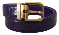 Dolce & Gabbana Purple Exotic Leather Gold Metal Buckle Belt - 70 cm / 28 Inches - Belts