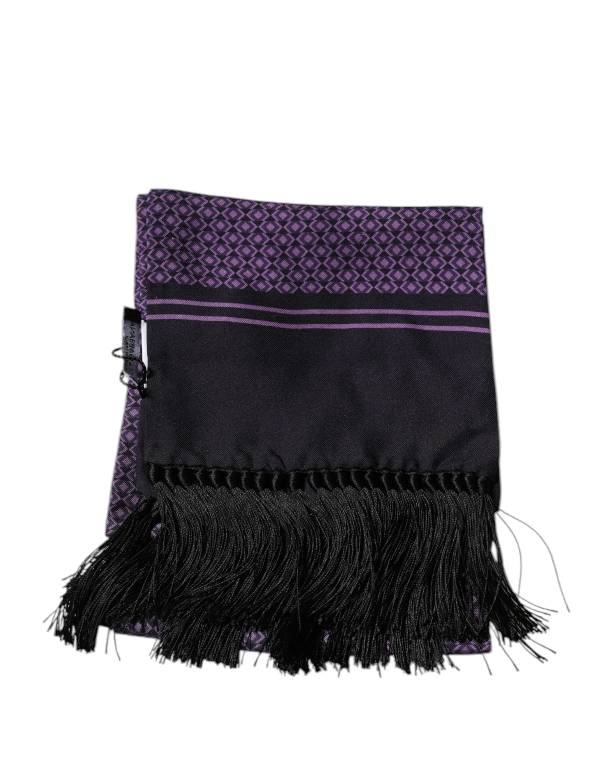 Dolce & Gabbana Purple Fantasy Silk Fringes Neck Wrap Scarf - Scarves & Shawls