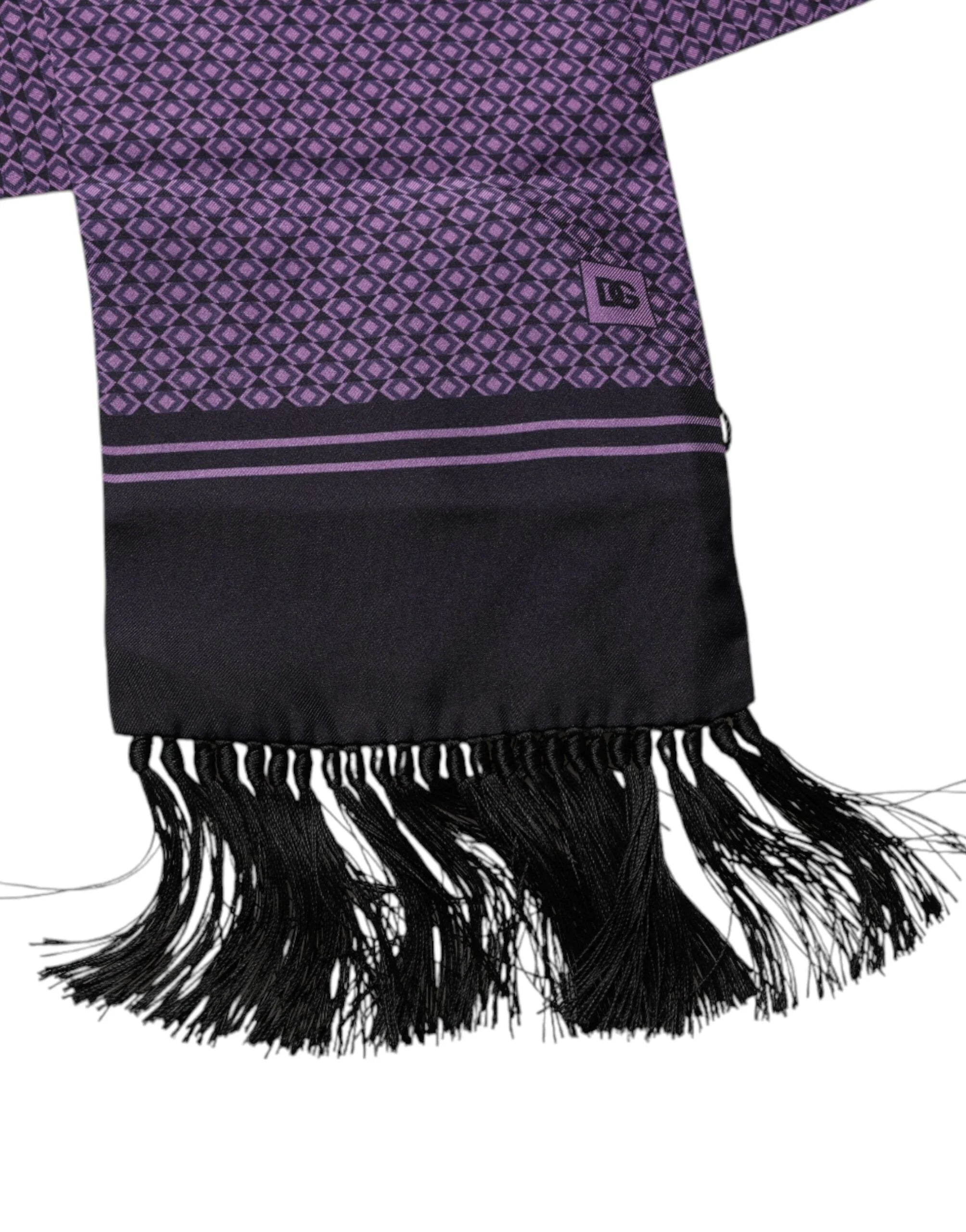 Dolce & Gabbana Purple Fantasy Silk Fringes Neck Wrap Scarf - Scarves & Shawls