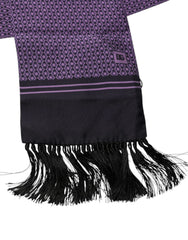 Dolce & Gabbana Purple Fantasy Silk Fringes Neck Wrap Scarf - Scarves & Shawls