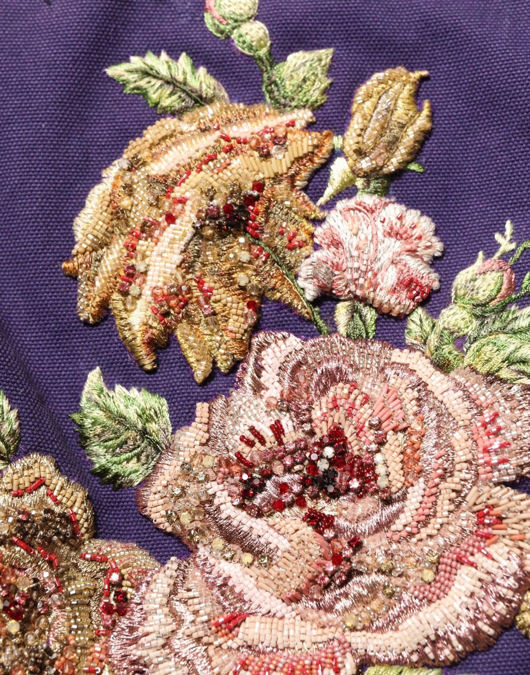 Dolce & Gabbana Purple Floral Embellsihed MidWaist Mini Skirt - IT40|S