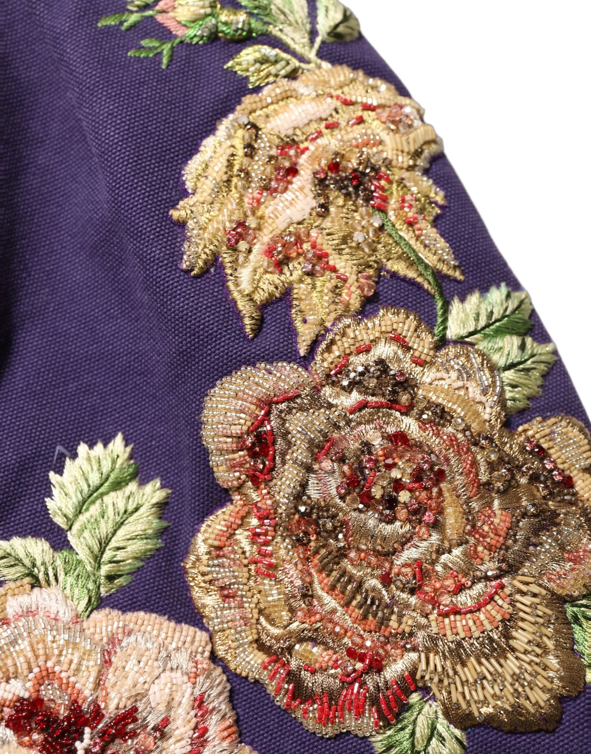 Dolce & Gabbana Purple Floral Embellsihed MidWaist Mini Skirt - IT40|S