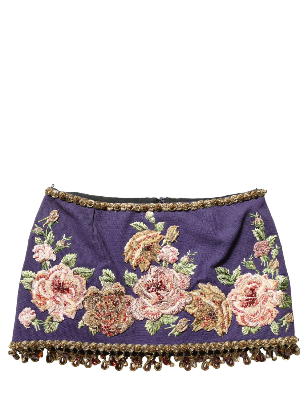 Dolce & Gabbana Purple Floral Embellsihed MidWaist Mini Skirt - IT40|S