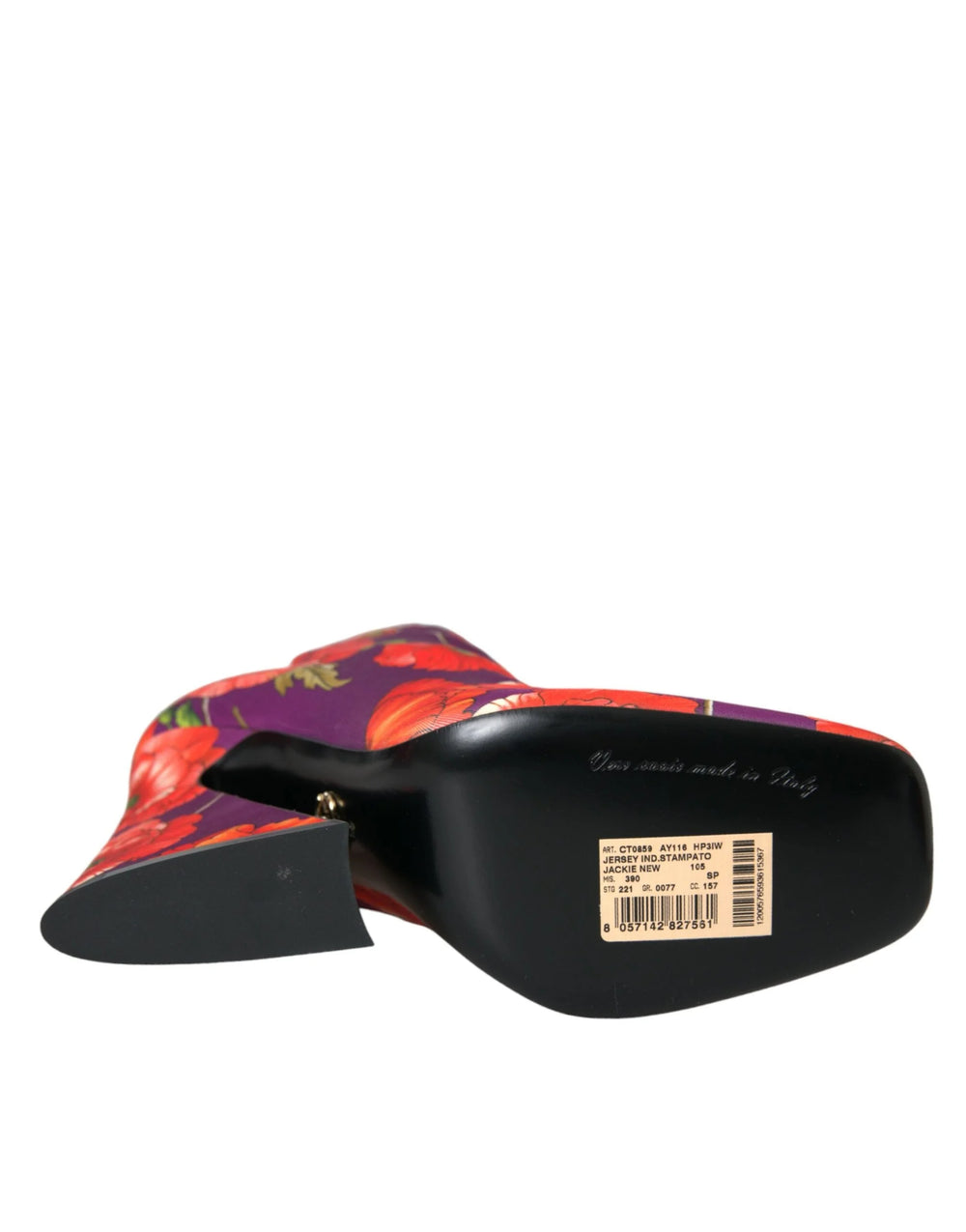 Dolce & Gabbana Purple Floral Jersey Stretch Boots Shoes - EU39/US8.5 - Boots