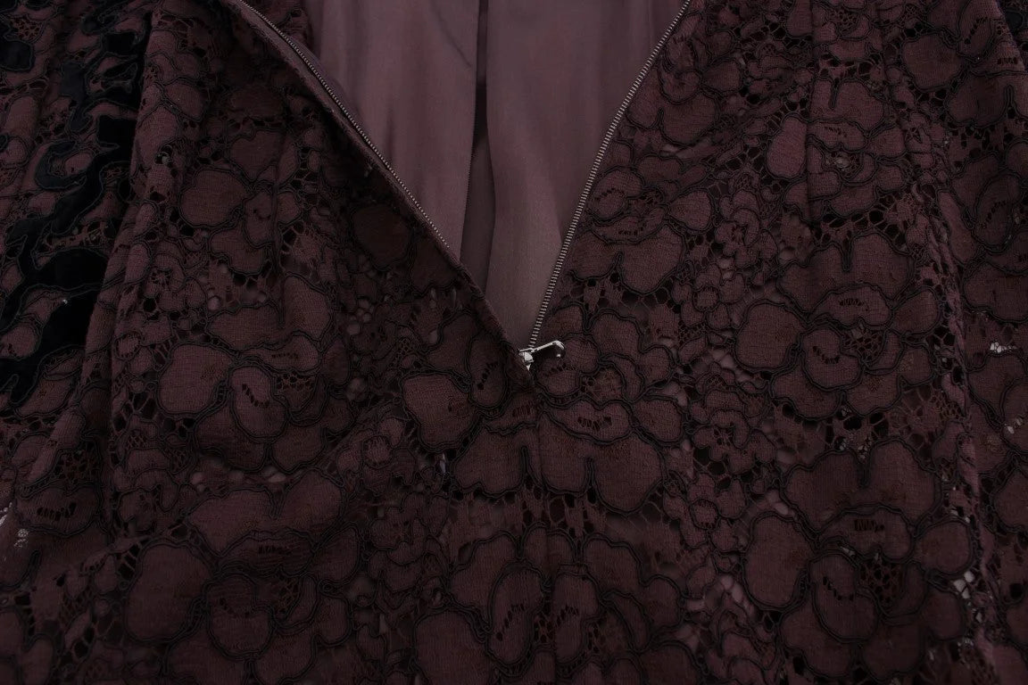 Dolce & Gabbana Purple Floral Lace Ricamo Maxi Dress - Dresses