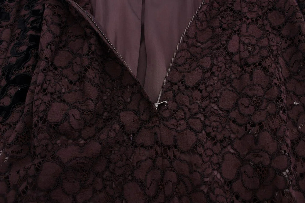 Dolce & Gabbana Purple Floral Lace Ricamo Maxi Dress - Dresses