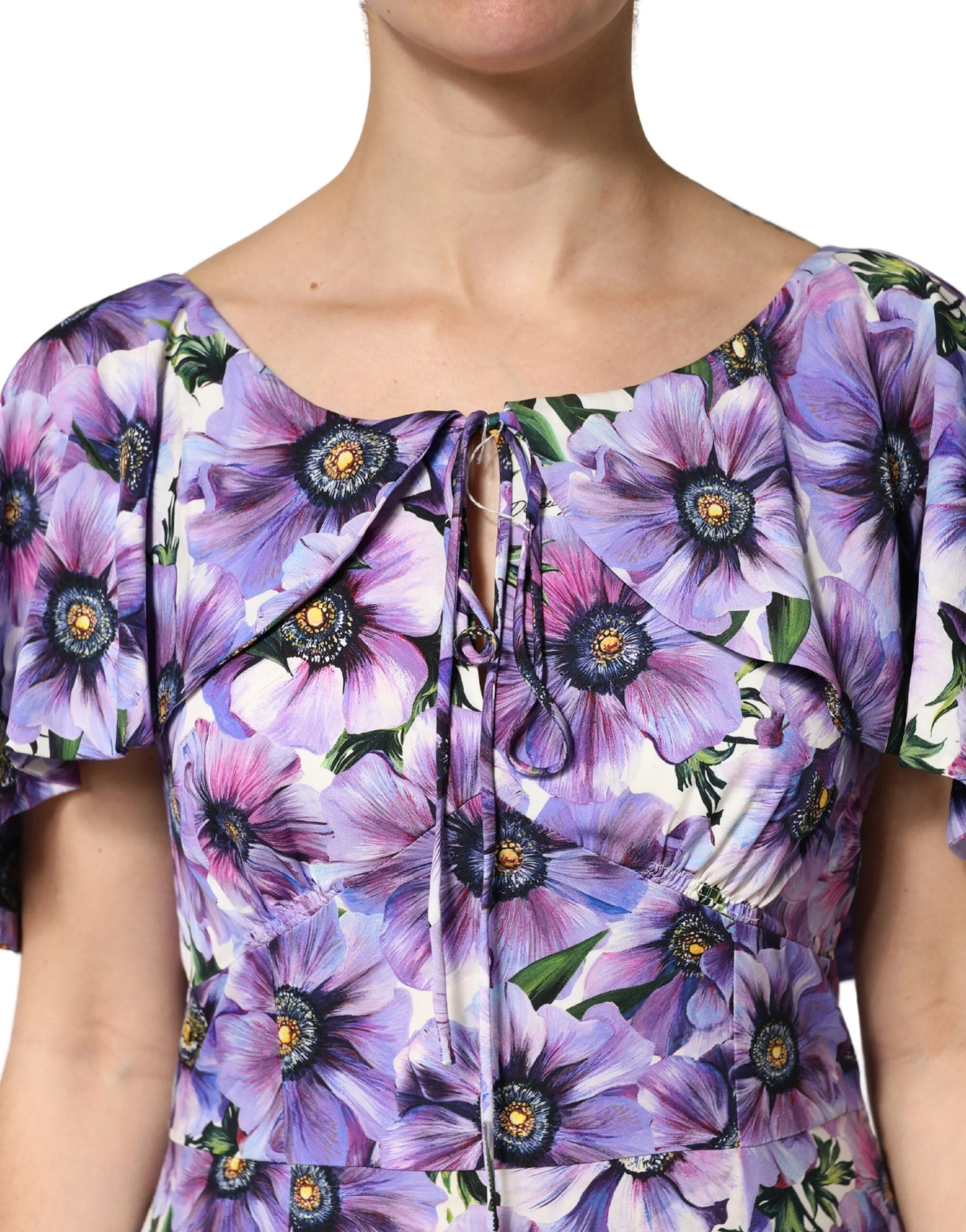 Dolce & Gabbana Purple Floral Silk Stretch Elegant Gown Dress - IT46|XL