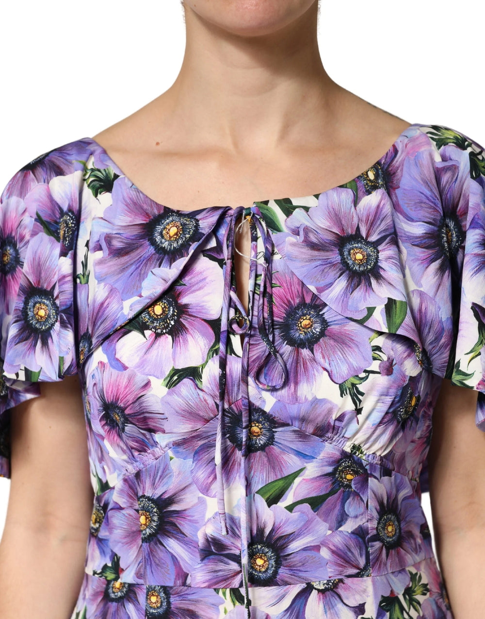 Dolce & Gabbana Purple Floral Silk Stretch Elegant Gown Dress - IT46|XL