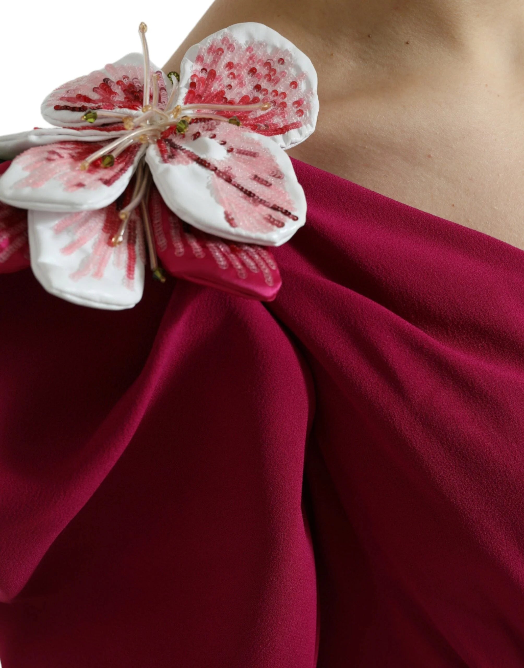 Dolce & Gabbana Purple Flower Embellished One Shoulder Dress - IT42|M - Dresses