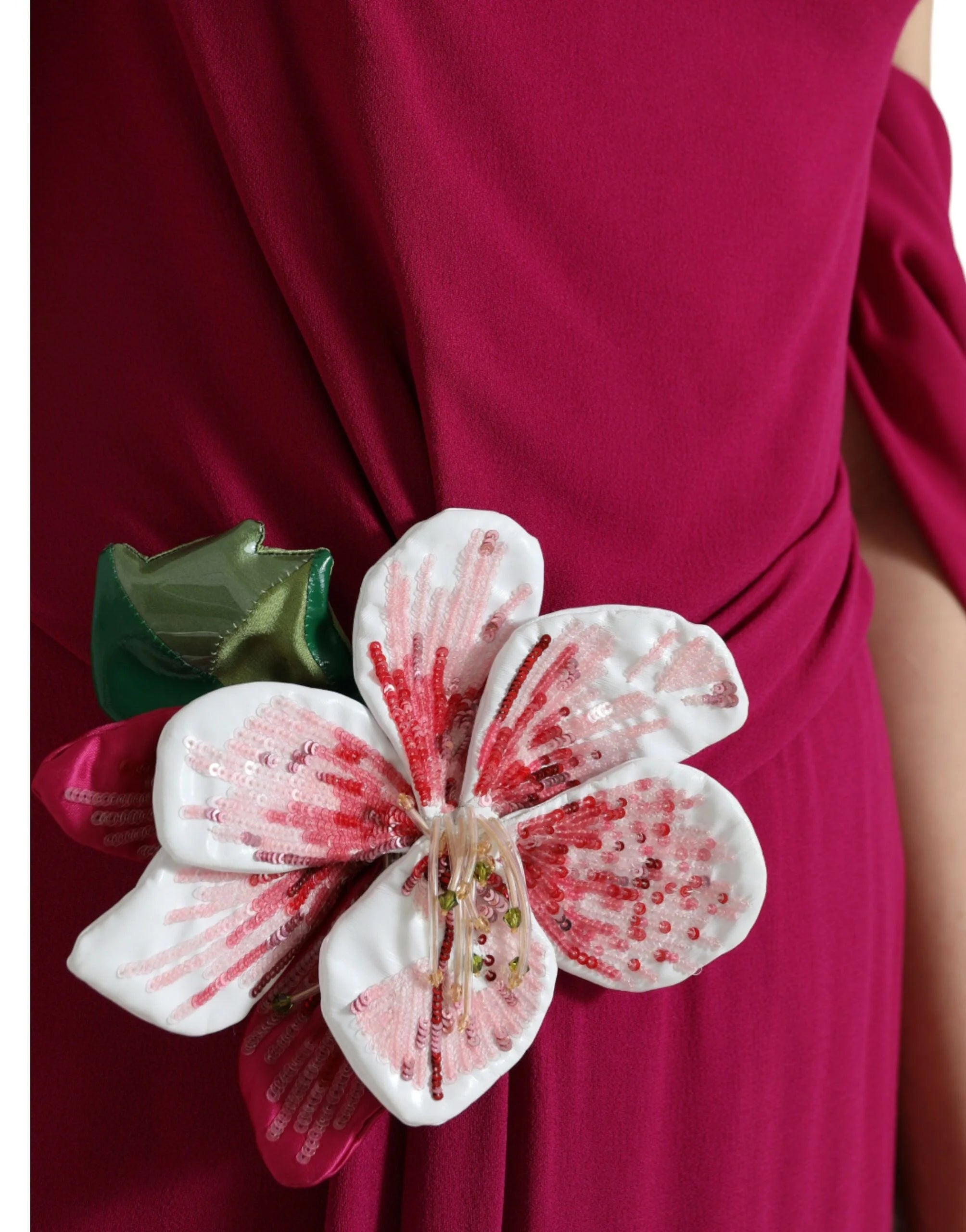 Dolce & Gabbana Purple Flower Embellished One Shoulder Dress - IT42|M - Dresses