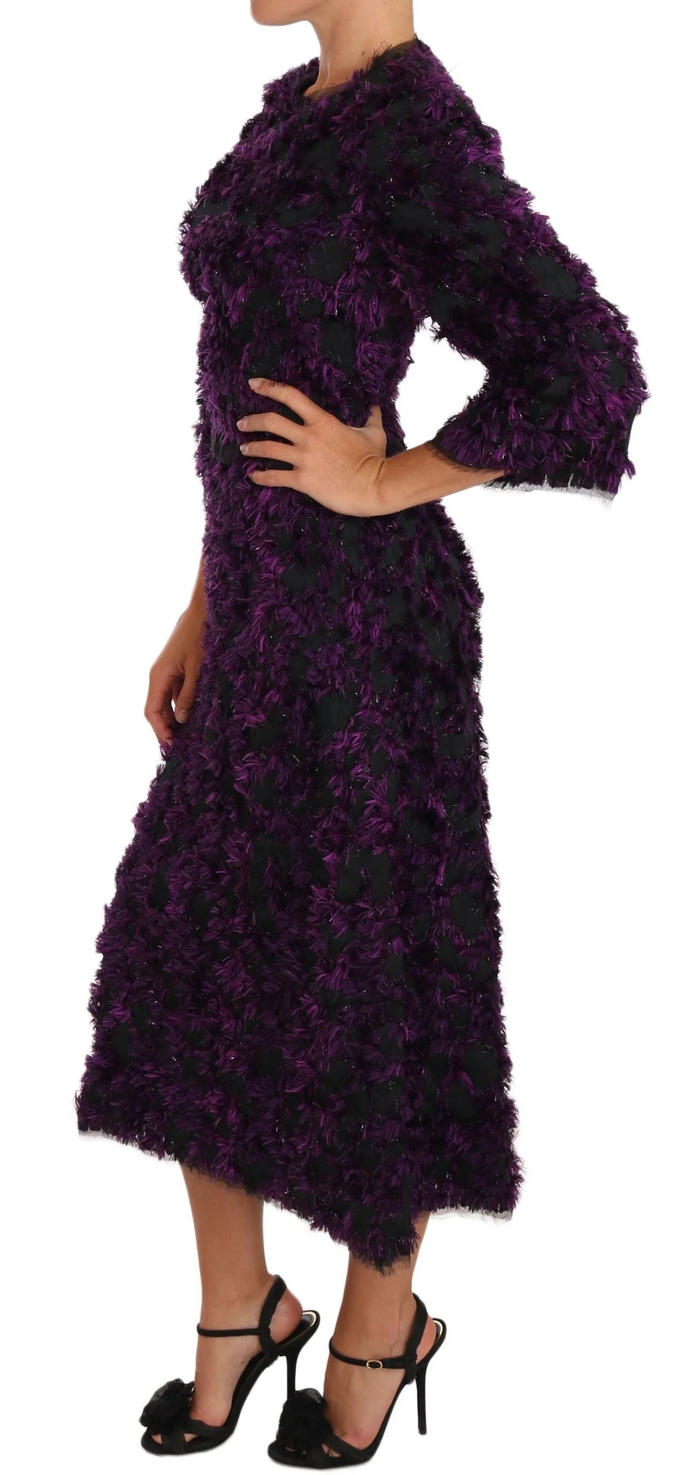 Dolce & Gabbana Purple Fringe Midi Sheath Dress - IT40|S - Dresses