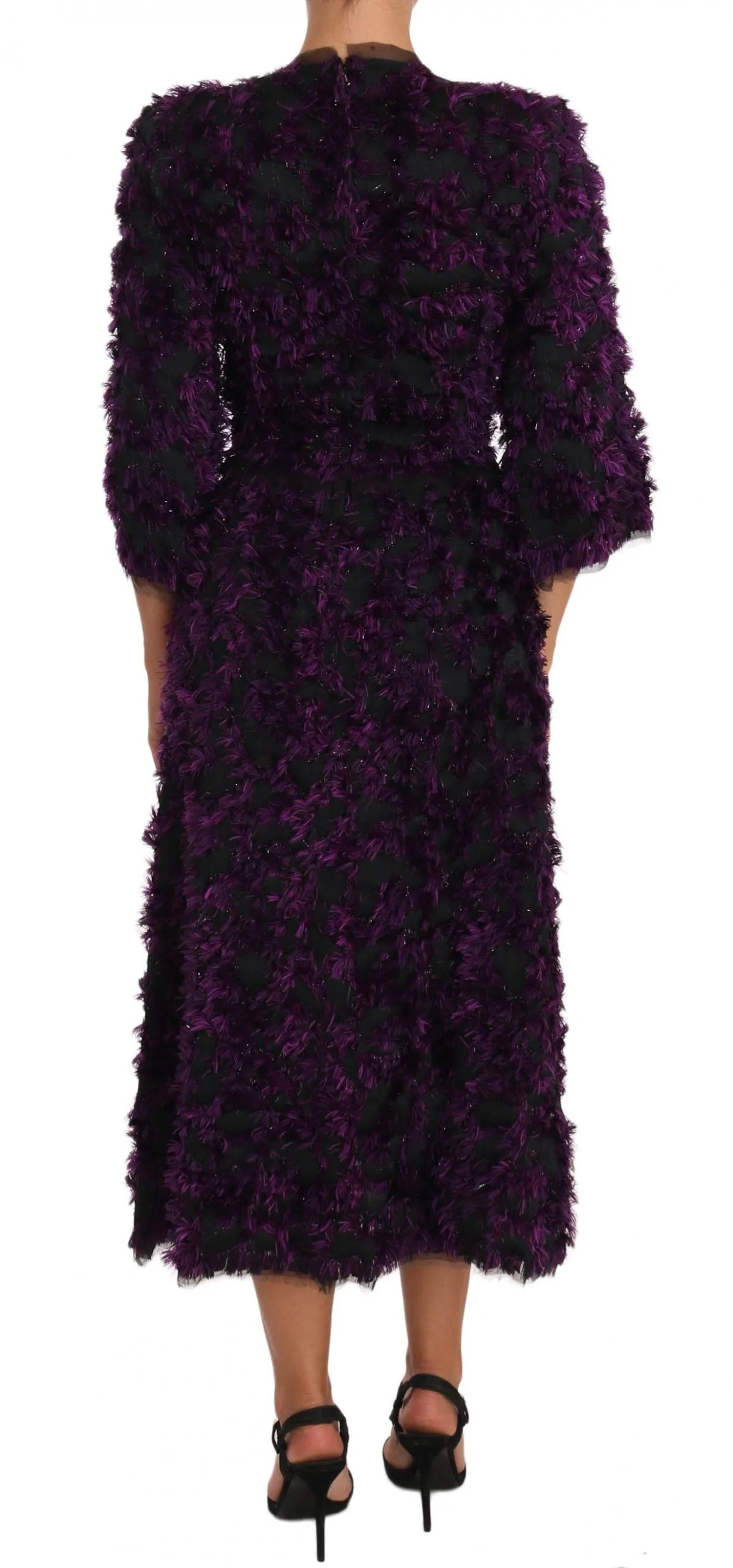 Dolce & Gabbana Purple Fringe Midi Sheath Dress - IT40|S - Dresses