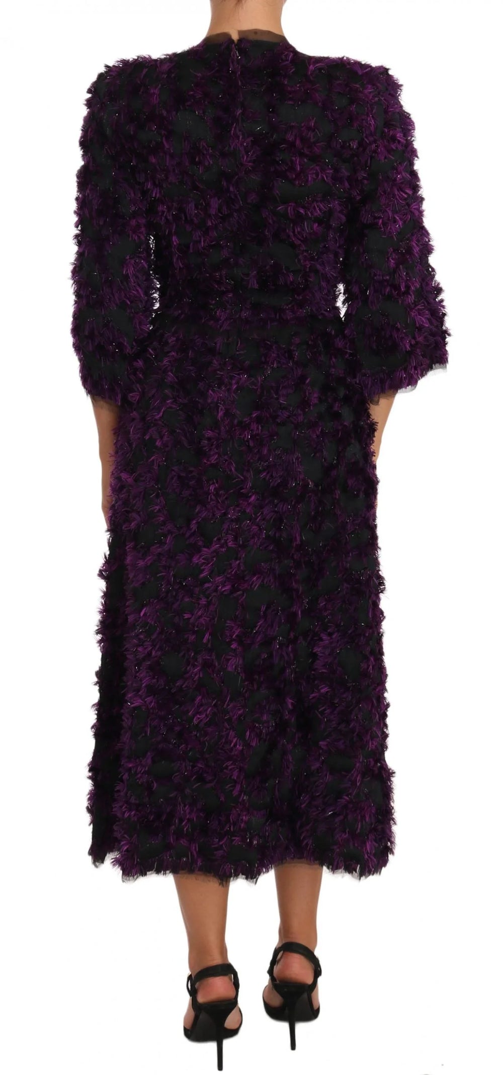Dolce & Gabbana Purple Fringe Midi Sheath Dress - IT40|S - Dresses