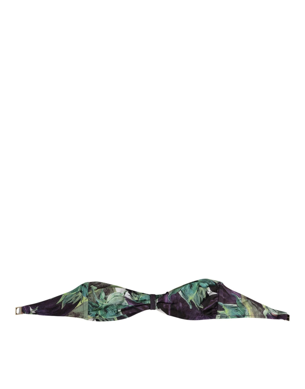 Dolce & Gabbana Purple Green Leaf Print Bandeau Swimwear Underwear - IT2 | S - Swimwear Tops
