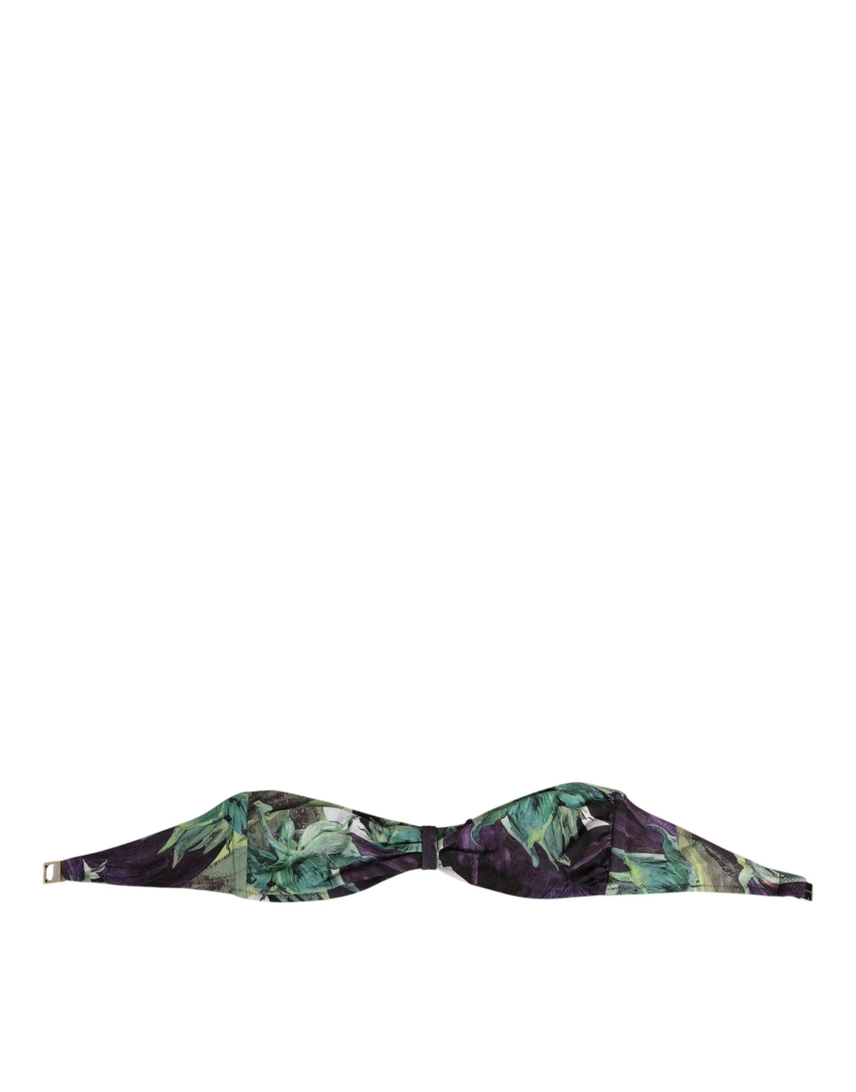 Dolce & Gabbana Purple Green Leaf Print Bandeau Swimwear Underwear - IT2 | S - Swimwear Tops