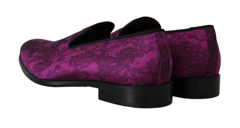 Dolce & Gabbana Purple Jacquard Loafers Dress Formal Shoes - EU39/US6 - Flats