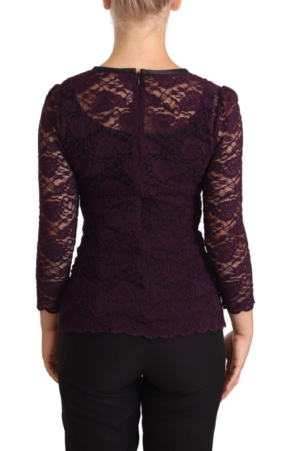 Dolce & Gabbana Purple Lace Long Sleeve Top Blouse - IT38|XS - Blouses