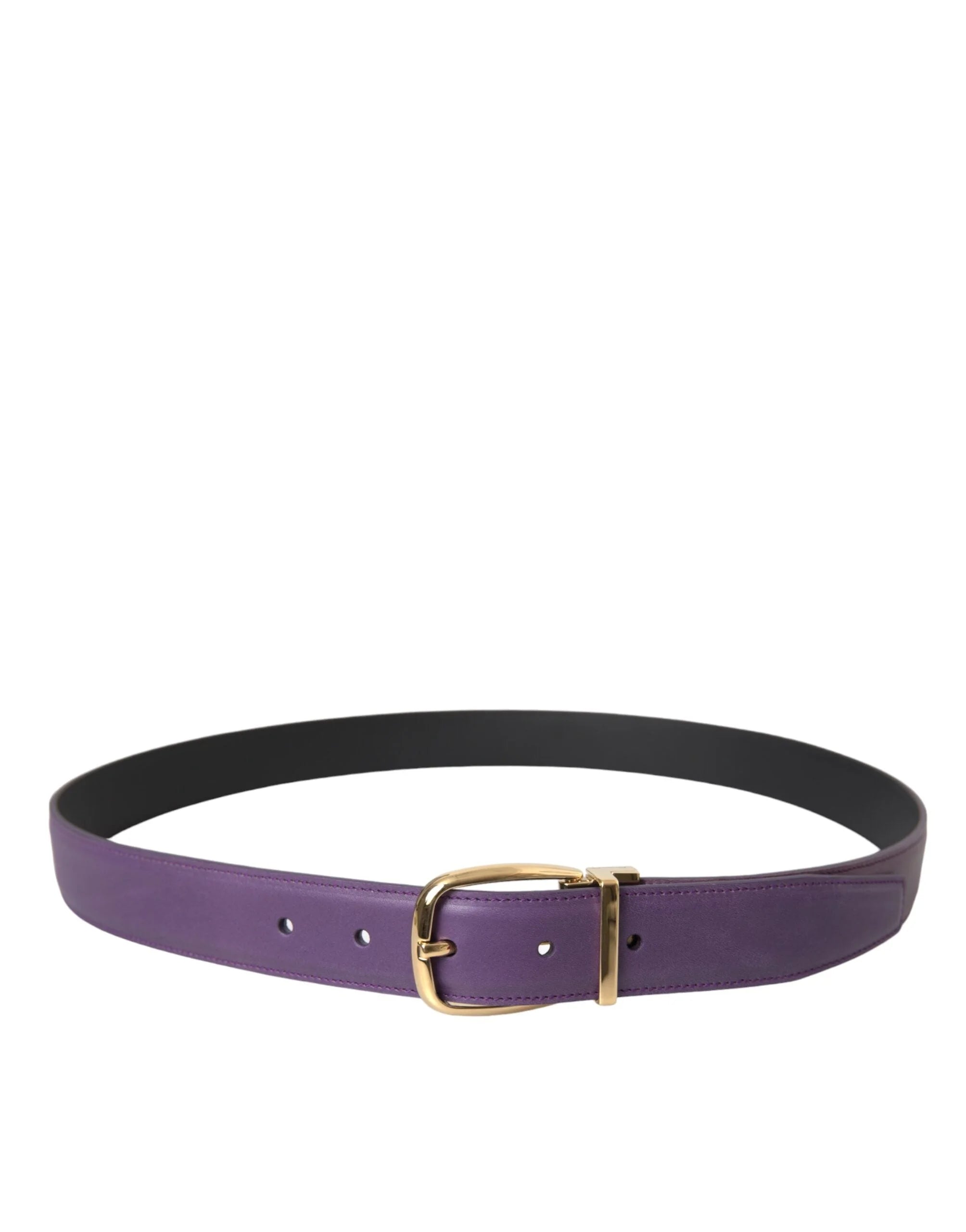 Dolce & Gabbana Purple Leather Gold Metal Buckle Belt Men - 95 cm / 38 Inches - Belts