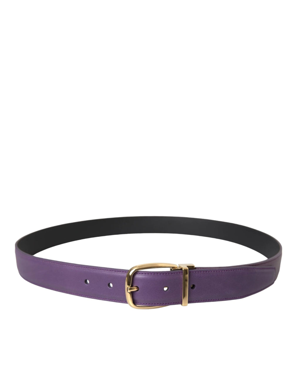Dolce & Gabbana Purple Leather Gold Metal Buckle Belt Men - 95 cm / 38 Inches - Belts