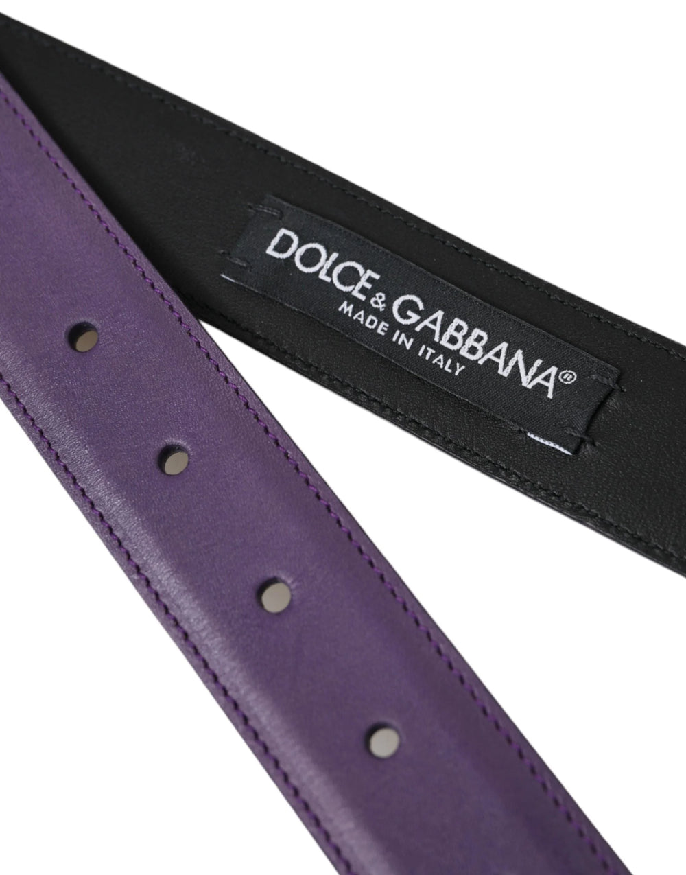 Dolce & Gabbana Purple Leather Gold Metal Buckle Belt Men - 95 cm / 38 Inches - Belts