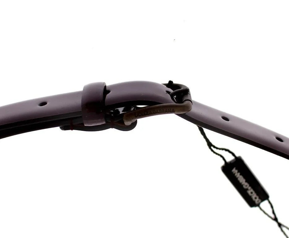 Dolce & Gabbana Purple Leather Logo Cintura Gürtel Belt - 75 cm / 29,5 Inches - Belts