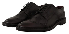 Dolce & Gabbana Purple Leather Oxford Wingtip Formal Shoes - Shoes