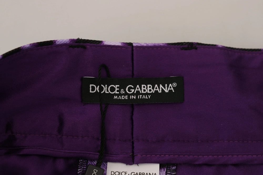 Dolce & Gabbana Purple Leopard Print High Waist Pants - IT40|S - Trousers