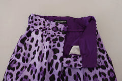 Dolce & Gabbana Purple Leopard Print High Waist Pants - IT40|S - Trousers