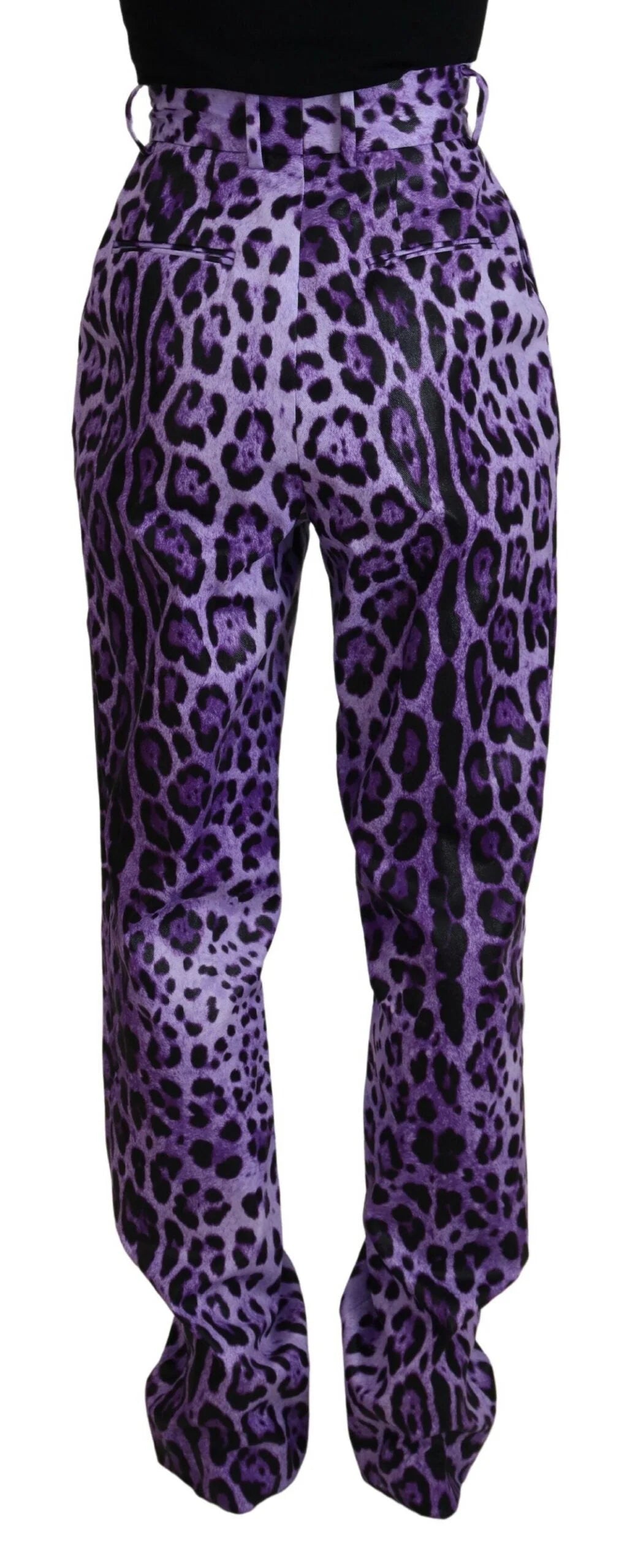 Dolce & Gabbana Purple Leopard Print High Waist Pants - IT40|S - Trousers