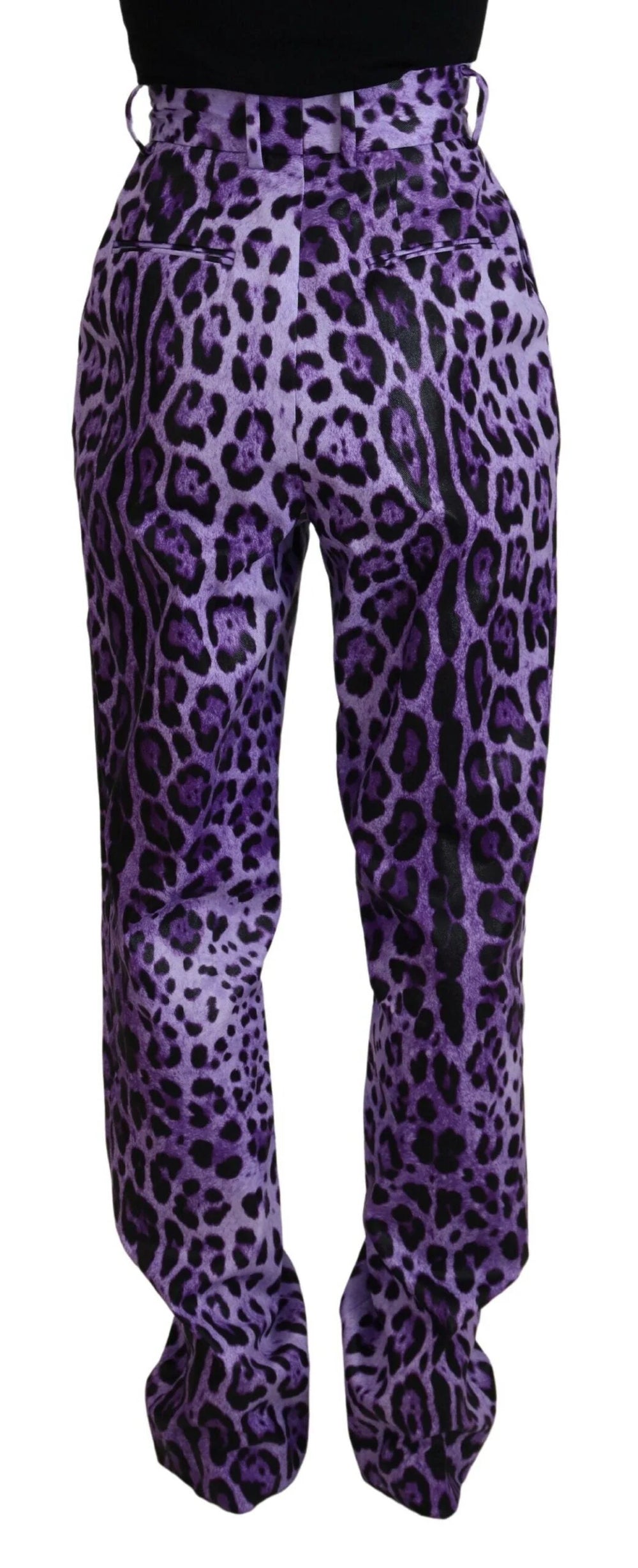 Dolce & Gabbana Purple Leopard Print High Waist Pants - IT40|S - Trousers