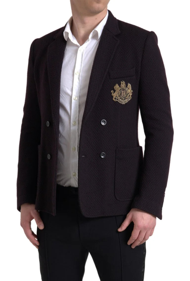 Dolce & Gabbana Purple Logo Embroidery Double Breasted Blazer - IT48 | M - Sport Jackets