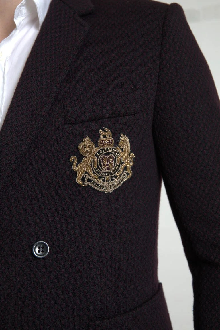 Dolce & Gabbana Purple Logo Embroidery Double Breasted Blazer - IT48 | M - Sport Jackets