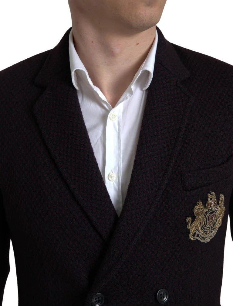 Dolce & Gabbana Purple Logo Embroidery Double Breasted Blazer - IT48 | M - Sport Jackets